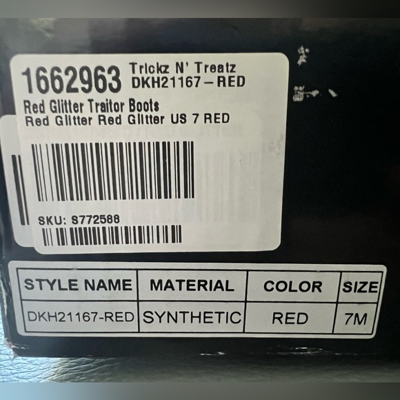 Red Glitter Traitor Boots Size 7 - Picture 6 of 6